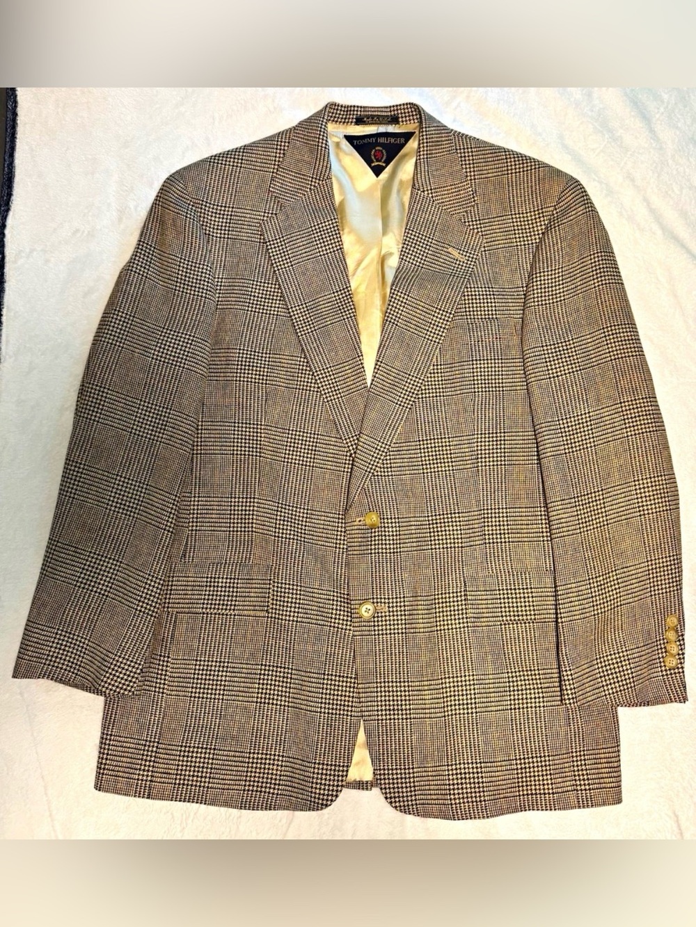 Vintage Tommy Hilfiger Glen Plaid Blazer Made USA Mens Preppy Sport Coat